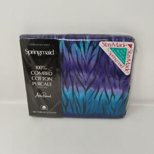 Springmaid To Dye For Blue Twin Fitted Sheet 100% Combed Cotton Percale Vintage